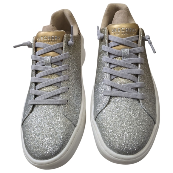 New Skechers x Jane Glitter Court Break Sneakers Enchanted Glitz 10 Gold Silver - Picture 4 of 11
